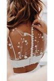 Elegant Two Pieces Lace Mermaid Short Sleeves Tulle Wedding Dresses STI15581