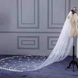 3M Tulle Ivory Wedding Veils with Appliques, Fashion Hand Made Flowers Wedding Veils STI15544