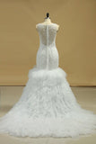 2024 New Arrival Wedding Dress Scoop Mermaid Tulle PEJNDPJ3