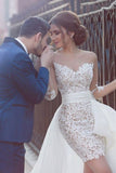 2024 Wedding Dresses Scoop Long Sleeves Tulle & Organza With Applique Sweep PLGC94FN