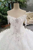 2024 Fantastic Bling Bling Wedding Dresses Off The Shoulder With Appliques And Sequins Lace P4J6LS11