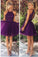 Beaded Purple Sexy Open back Halter homecoming