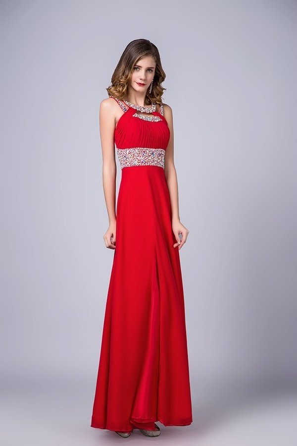2024 Scoop Prom Dresses A Line Sweep/Brush Red PKPTZ1ZG