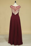 2024 A Line Straps Beaded And Ruched Bodice Prom Dresses Floor Length P3JC5M9M