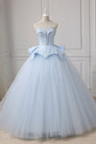 Sweetheart Ball Gown Beading Tulle Prom Dress Court Train Quinceanera STIP5FLTMDC