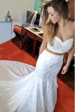 2024 Two-Piece Lace Mermaid Wedding Dresses With Pearls PBKY1NN3