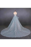 Gorgeous Strapless Puffy Prom Dress Glitter Sheath Evening Dress With PTC7P6L8
