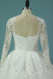 2024 Wedding Dresses Scoop Long Sleeves A Line Tulle With Applique PB6784FA