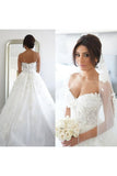 2024 A Line Sweetheart Tulle Wedding Dresses With Applique PZQYYHJZ