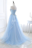 2024 A Line Prom Dresses Sweetheart Tulle With Applique PHCAD8DF