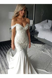 Off Shoulder Lace Appliques Mermaid Wedding Dress With STIPARQXA2C