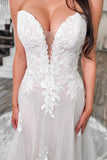 Charming Mermaid Sweetheart Sparkly Tulle Wedding Dresses with Lace