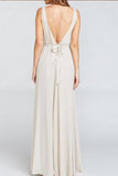 Simple Elegant Long A-Line Chiffon Open Back Bridesmaid Dresses P216DPK2