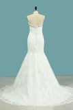 2024 Wedding Dresses Mermaid Scalloped Neck Tulle With Applique And Beading PBTMXGMK