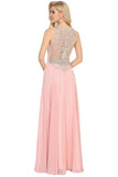 2024 Chiffon Scoop Prom Dresses A Line With Beads&Rhinestones Chiffon PLT761YX