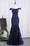 2024 New Arrival Mermaid Off The Shoulder Tulle Evening Dresses PKEF6YZ3