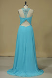 2024 Scoop With Beads And Ruffles Prom Dress A Line Chiffon P9MHBJ4J