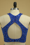 2024 Two-Piece Scoop A Line Satin With Beads Open Back P4L2NQ77
