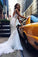 Luxurious Mermaid Long V-neck Wedding Dress with Open Back