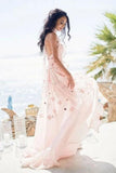 Halter Backless Chiffon Beach Wedding Dresses With Appliques STIPR1EZ5X1