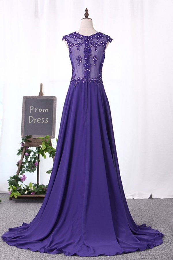 2024 Scoop Prom Dresses A Line Chiffon With PCQMPYPY