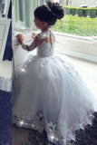 2024 Ball Gown Flower Girl Dresses Scoop Long Sleeves Tulle PHTBLGYR