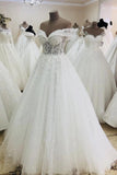 See-Through Off The Shoulder Long Wedding Dress P56Q93BZ
