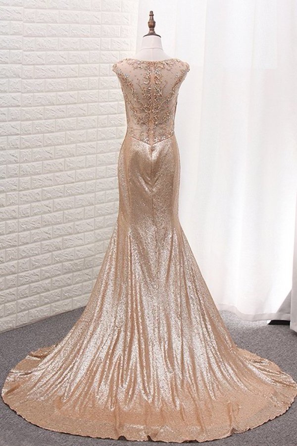 2024 Sequins Prom Dresses Scoop Mermaid With PNBNTKH2