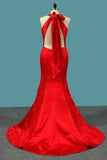 2024 Satin Mermaid Halter Evening Dresses With PAQR84P6