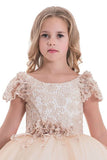 2024 Ball Gown Flower Girl Dresses Scoop Short Sleeves Tulle PJYBZFB4