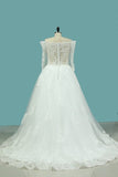 2024 A Line Boat Neck 3/4 Length Sleeves Wedding Dresses Tulle P45EH9TC