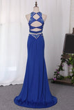 2024 Two-Piece Scoop Spandex With Beads And Slit Prom PGGA8K9M