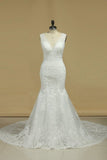 2024 New Arrival V Neck Wedding Dresses Mermaid With PED299HL