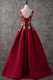 A-Line Bateau Floor-Length Sleeveless Satin Prom Dress/Evening Dress STIPJQ7ECFK
