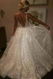 Pretty Long Ivory Sequin Shiny Lace Long Prom Dresses PHCJSTJS