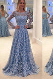 Lace Evening Dress Blue Prom Gowns Modest Prom Dresses For Teens