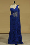 2024 Lace Sheath One Shoulder Prom Dresses With PMFNBE7P