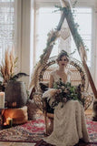Vintage Lace Appliques Ivory V Neck Cap Sleeves Mermaid Wedding Dresses, Wedding Gowns STI15542