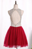 2024 Tulle Scoop Homecoming Dresses A Line Tulle PMH2G9J7