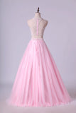 2024 Two Pieces Scoop A Line Prom Dresses Floor Length With PY29SXRZ