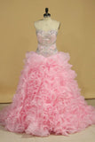 2024 Sweetheart With Beads And Applique Quinceanera Dresses Organza P6DPYJB5