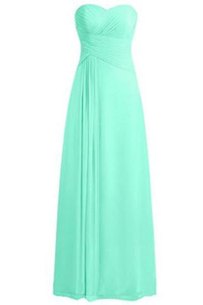 Sweetheart Bridesmaid Dresses Chiffon Long Prom Evening Gown Pleat