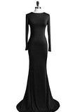 Long Sleeve Backless Sheath Party Dress Prom Gown