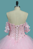2024 Sweetheart Quinceanera Dresses Tulle With Applique P4QZLQ45