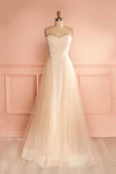 2024 Sweetheart Tulle & Satin Prom Dresses A Line Zipper PEY4GT9S