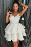 Simple Spaghetti Straps Short Homecoming Dress With Lace Satin PT5XK6CT