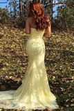 Mermaid Strapless Appliques Prom Dresses With Slit Evening STIPXH4MGL2