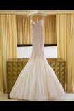 Sexy Sequins Mermaid Wedding Dress With Ruffles Luxurious Champagne PHXC752K
