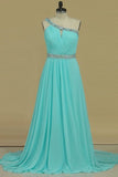 2024 Hot One Shoulder Prom Dresses A Line Chiffon With Beading & PA923HT7