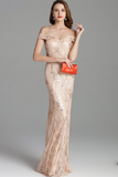 Champagne Mermaid Long Prom Dress with Sequins
